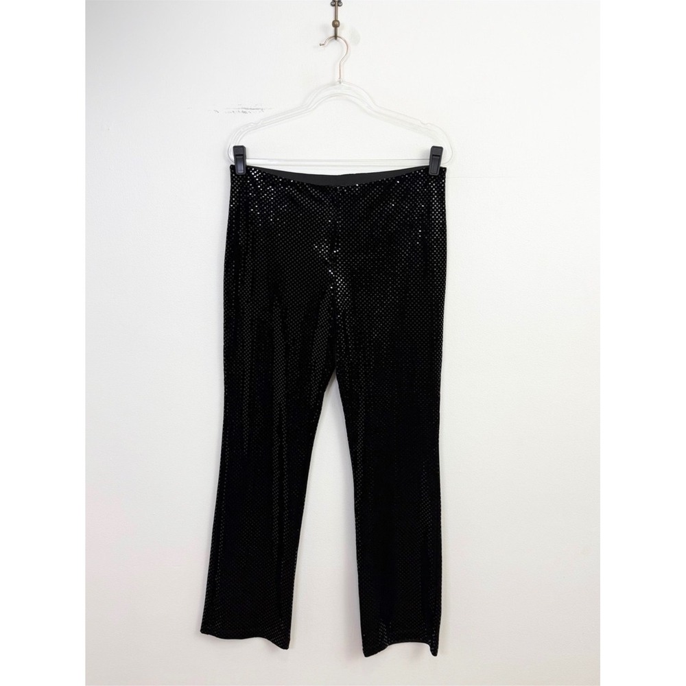 Ralph Ralph Lauren Vintage Y2K Black Velvet Metallic Dot Pants Size L